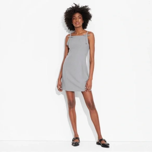 wild fable | Dresses | Wild Fable Mini Shift Dress With Bow Details Gray  Large | Poshmark